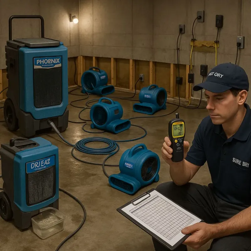 Structural Drying and Dehumidification process in Sacramento, CA